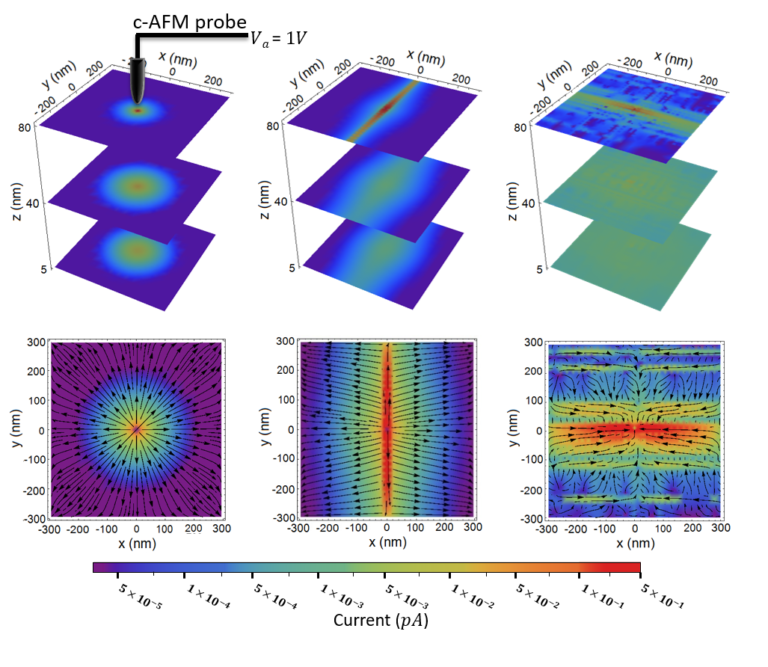 C-AFM simulation with various nanoscale morphologies